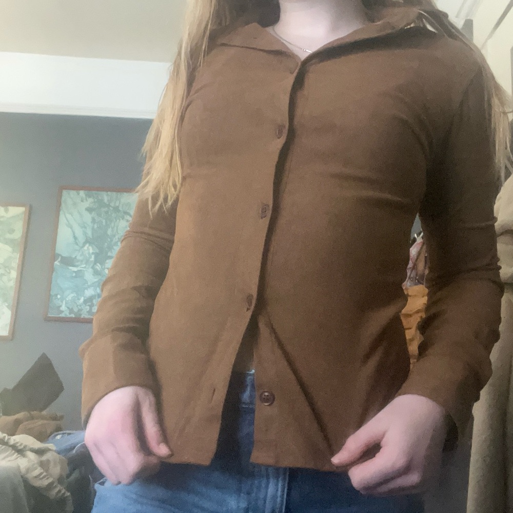 Suede Button-Up Shirt